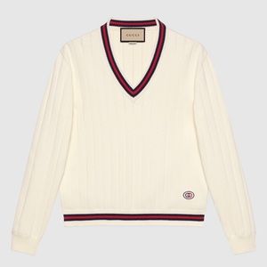 Gucci Unisex Cotton knit V-neck sweater